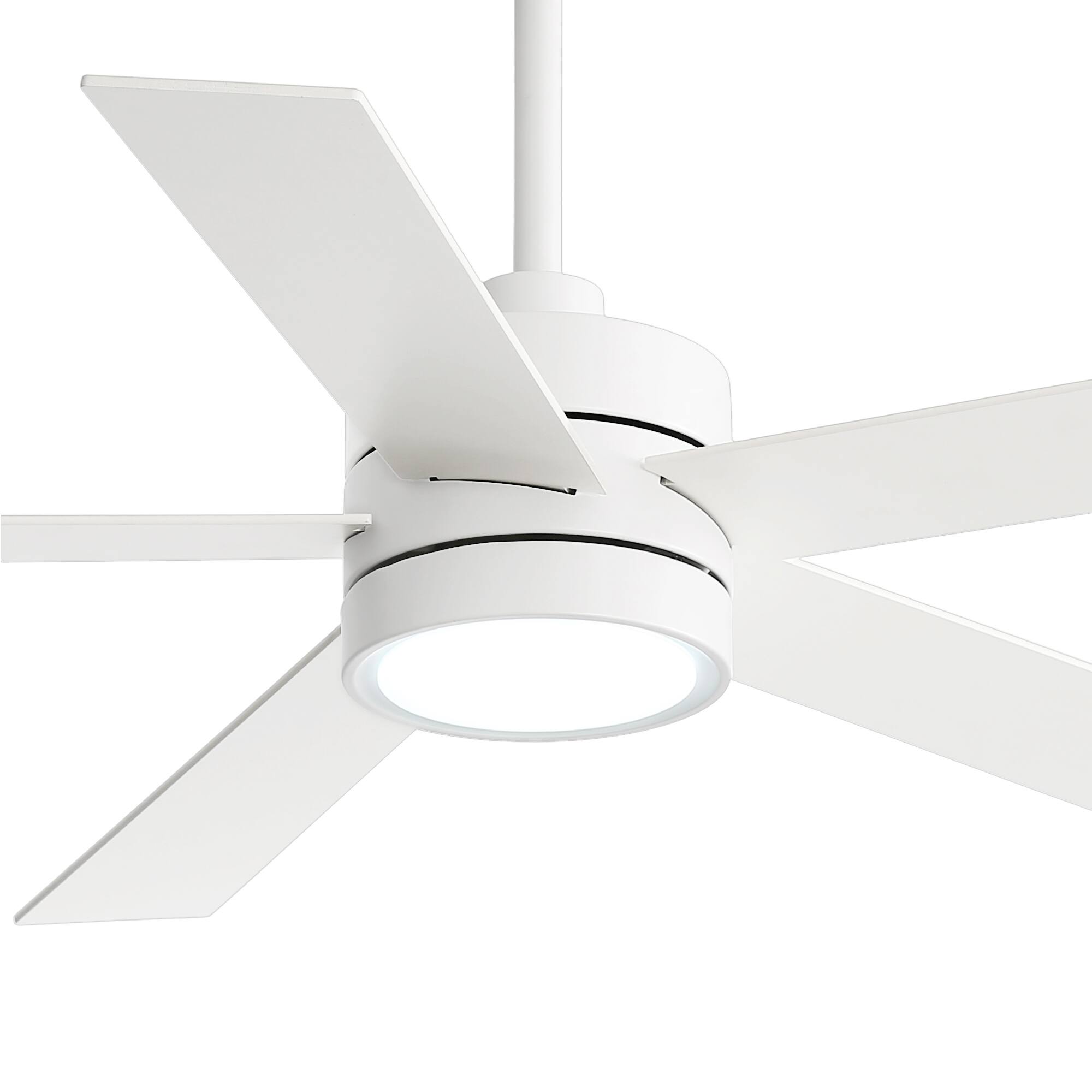 Alt View 10. Breezary - 52-In Indoor Ceiling Fan with Led Light, 5 Plywood Blades, 6-Speed DC Motor, Remote, Timer with Memory, 5/10'' Downrods - White.