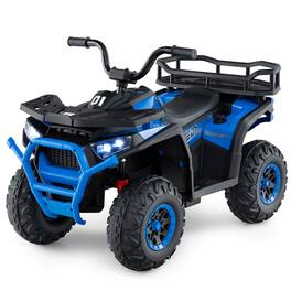 Costway - 24V Kids Ride on Electric ATV Car Toy with Spring Suspension & LED Lights USB - Navy
