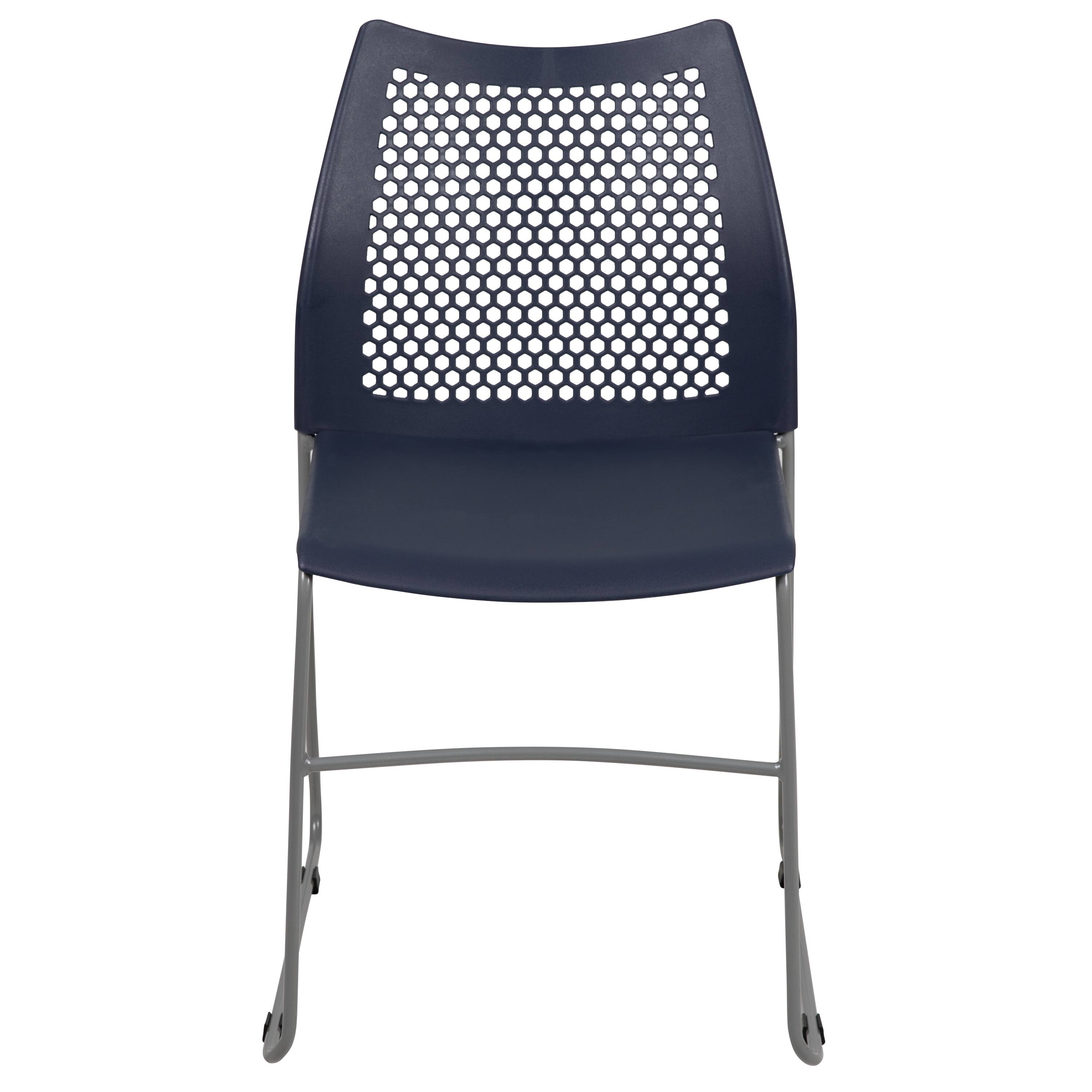 Alt View 7. Emma + Oliver - Home and Office Sled Base Stack Chair with Air-Vent Back - Guest Chair - Navy.