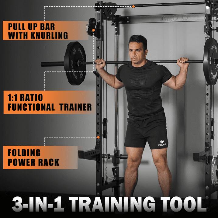 Rato Rack Mikolo Foldable Power Rack Cage,1000lbs Capacity Wall Mounted Squat ...