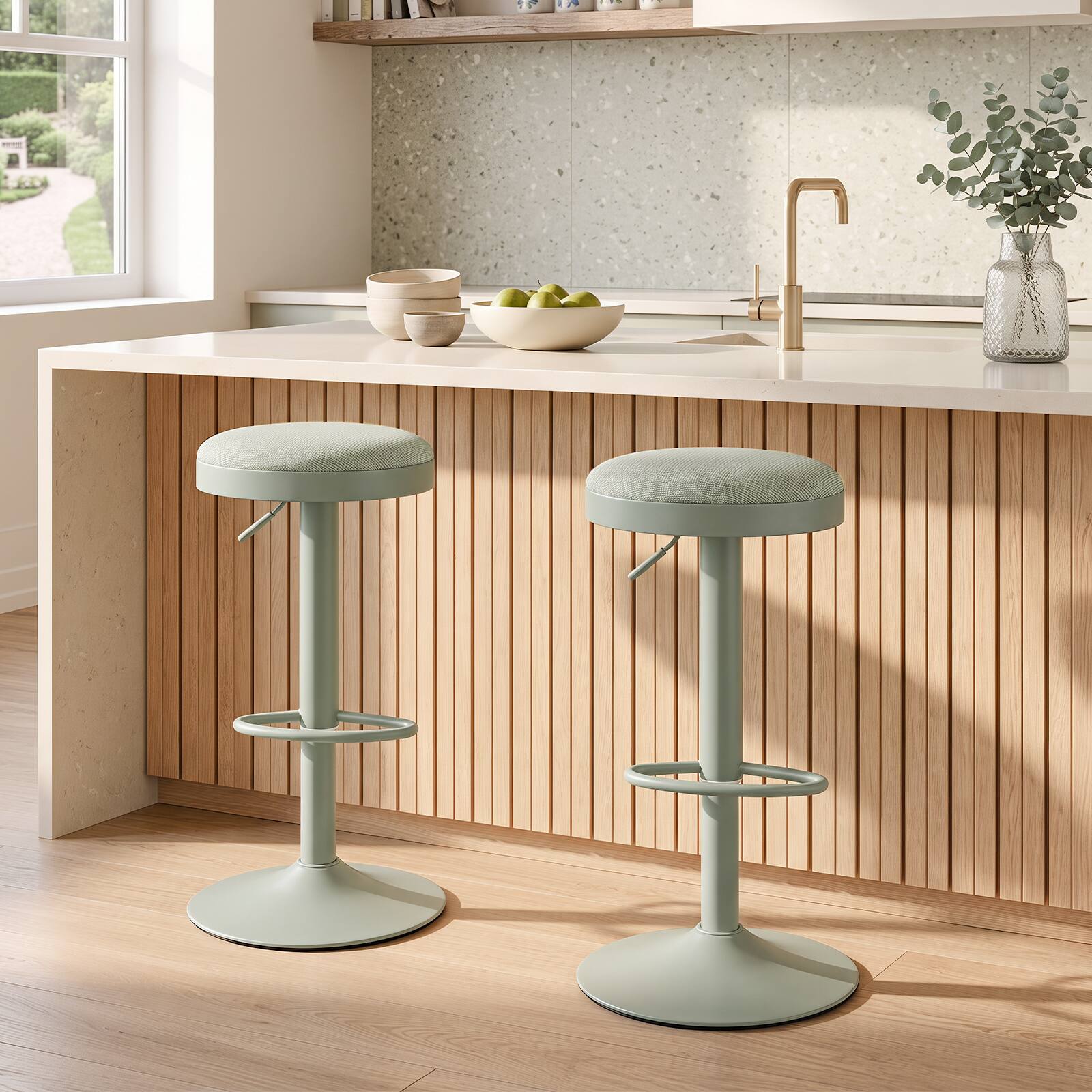 Alt View 1. Costway - Costway Bar Stools Set of 4, Kitchen Bar Stools with Height Adjustment, Swivel Function - Green.