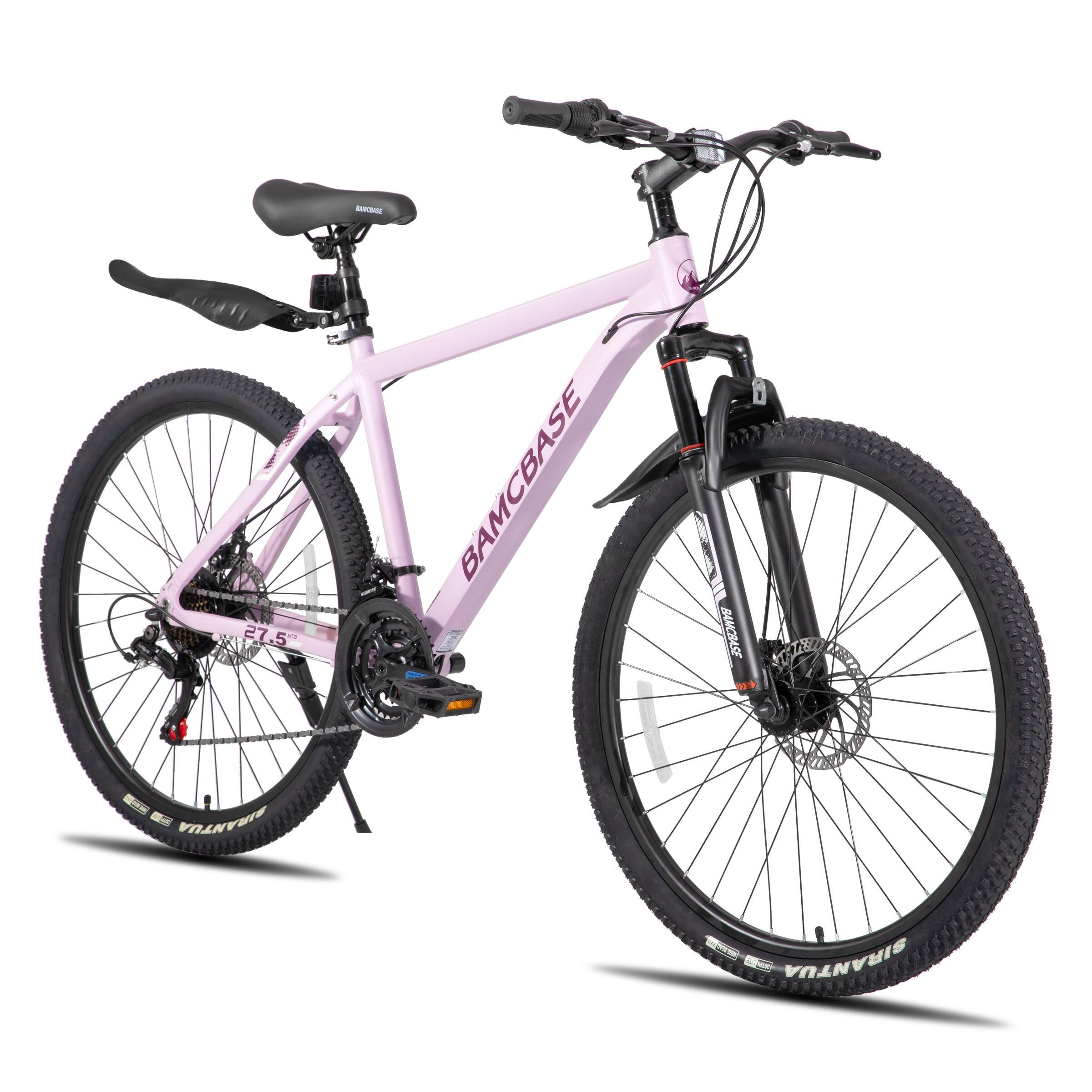 HILAND - BAMCBASE Mountain Bike 26 inch, 21-Speed Aluminum Alloy MTB with Suspension Fork, Bicycle for Men Women Adults - purple