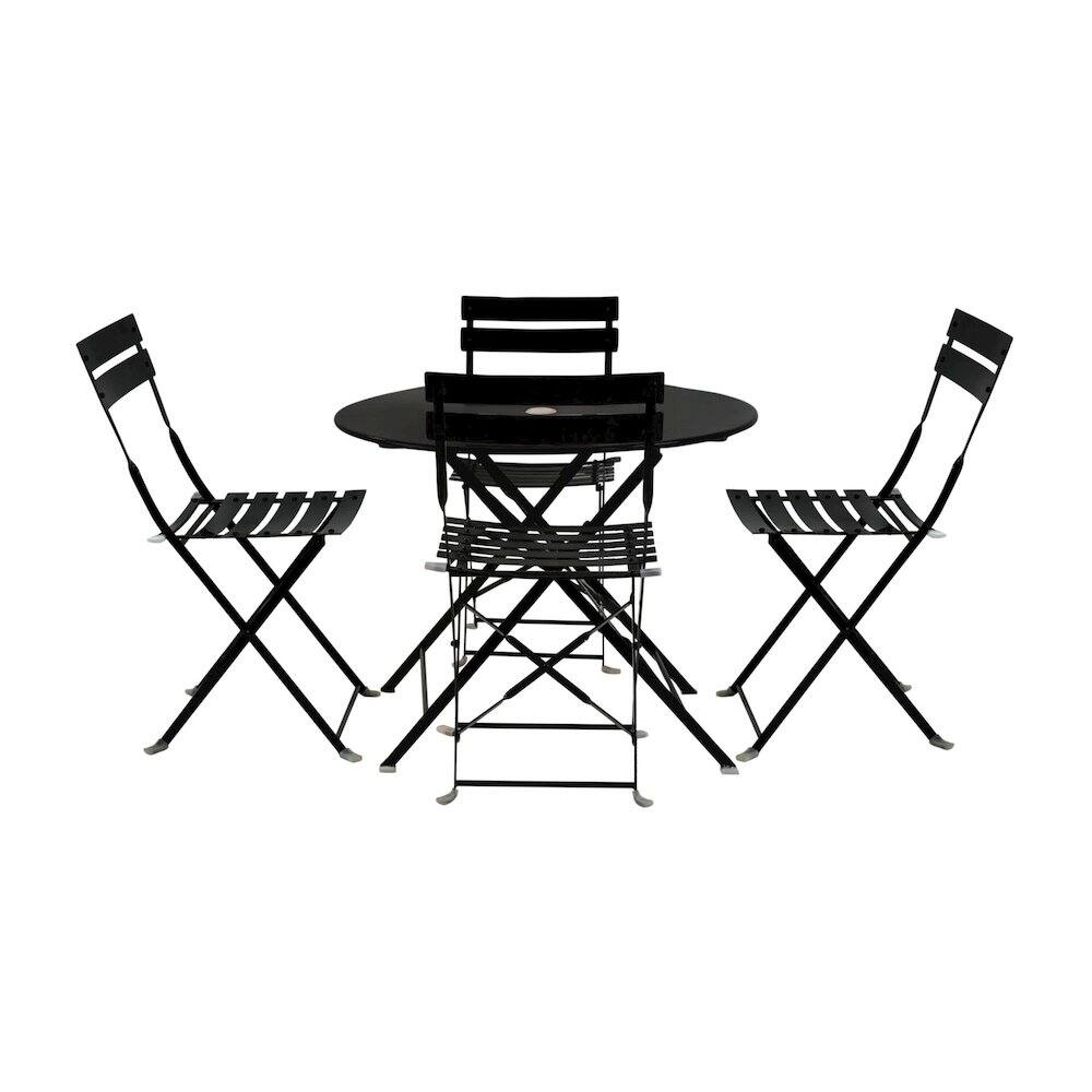 Front. Carolina Chair & Table - Bistro 36" Round Table Outdoor Set - Set of 5 - Black - Black.