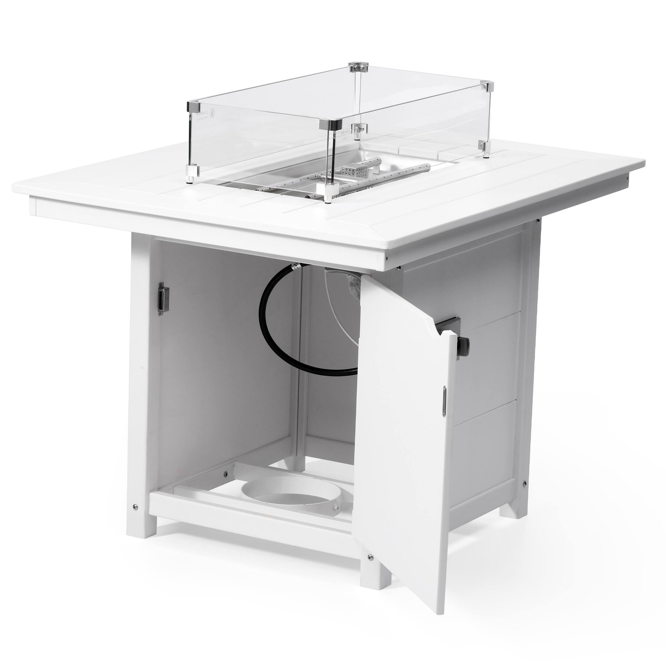 Left. WestinTrends - WestinTrends Helios 46" Modern Outdoor Patio Gas Propane Rectangular Fire Pit Table - White.