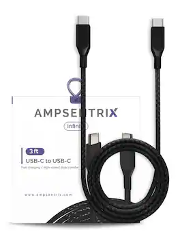 Ampsentrix - 3 FT USB Type C To USB Type C Cable (Infinity) - Black