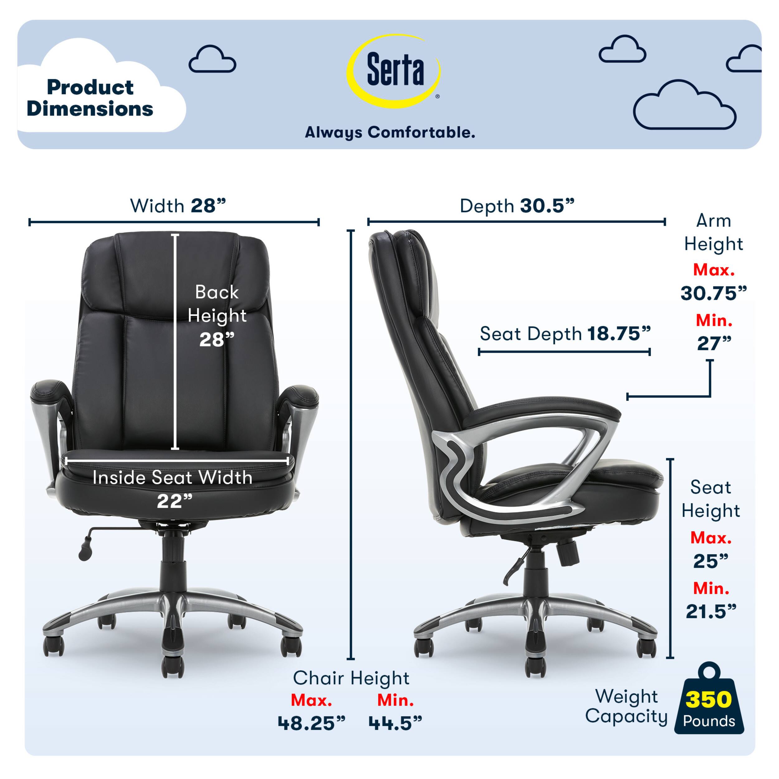 Left. Serta - Fairbanks Bonded Leather Big and Tall Executive Office Chair - Black.