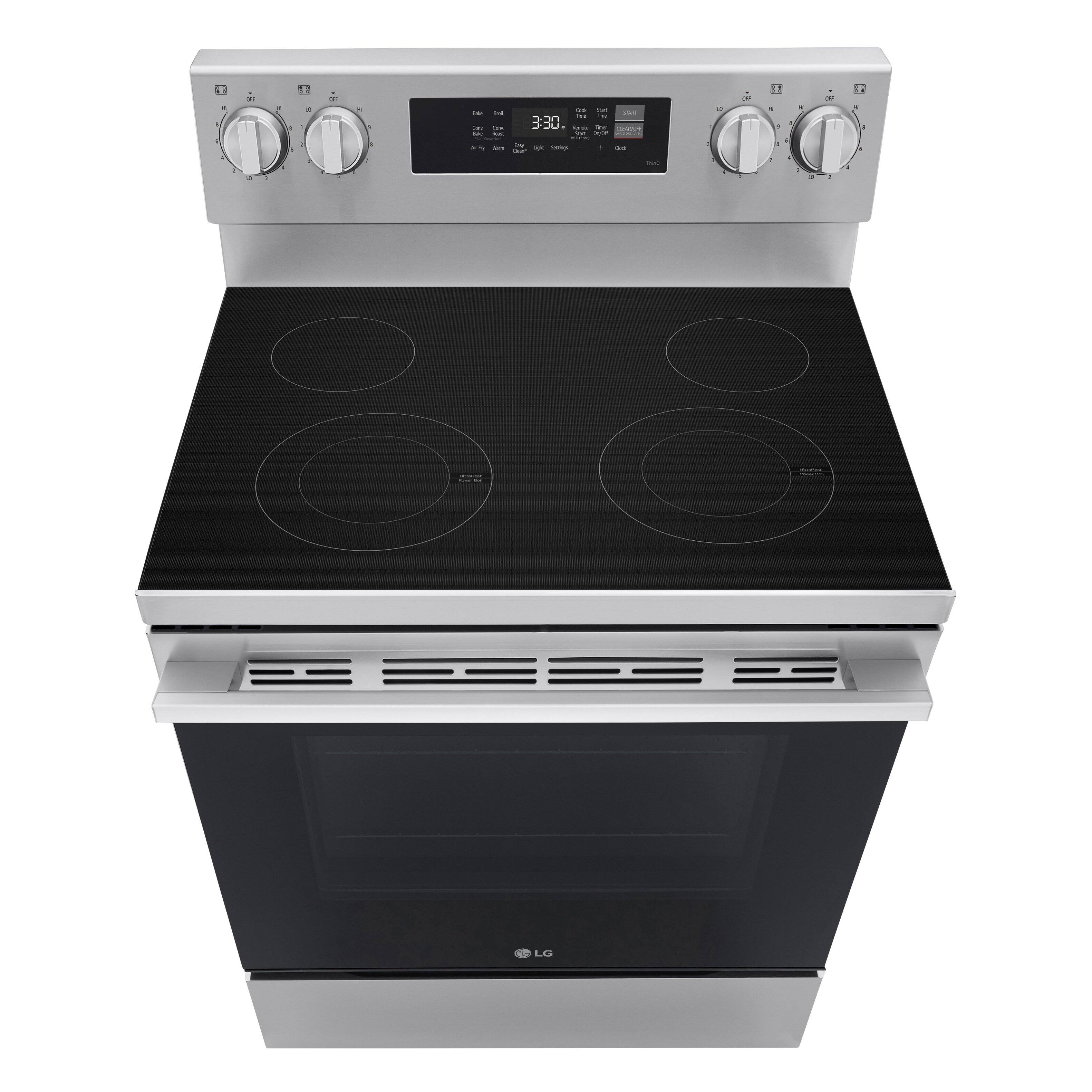 Alt View 6. LG - 6.3 Cu. Ft. Freestanding Electric Convection Smart Range with Air Fry and WideView Window - Stainless Steel.