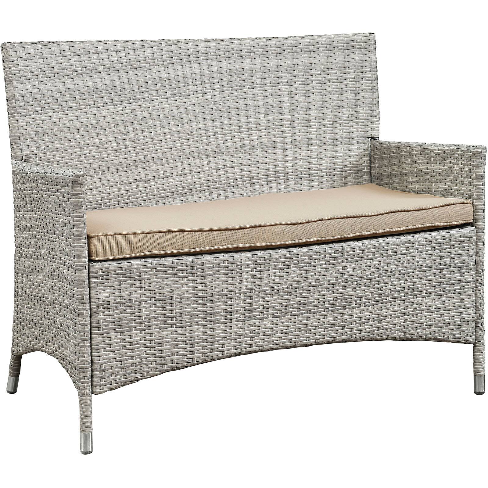 Back. Modway - Bridge 4 Piece Outdoor Patio Patio Conversation Set by Modway - Light Gray Beige.