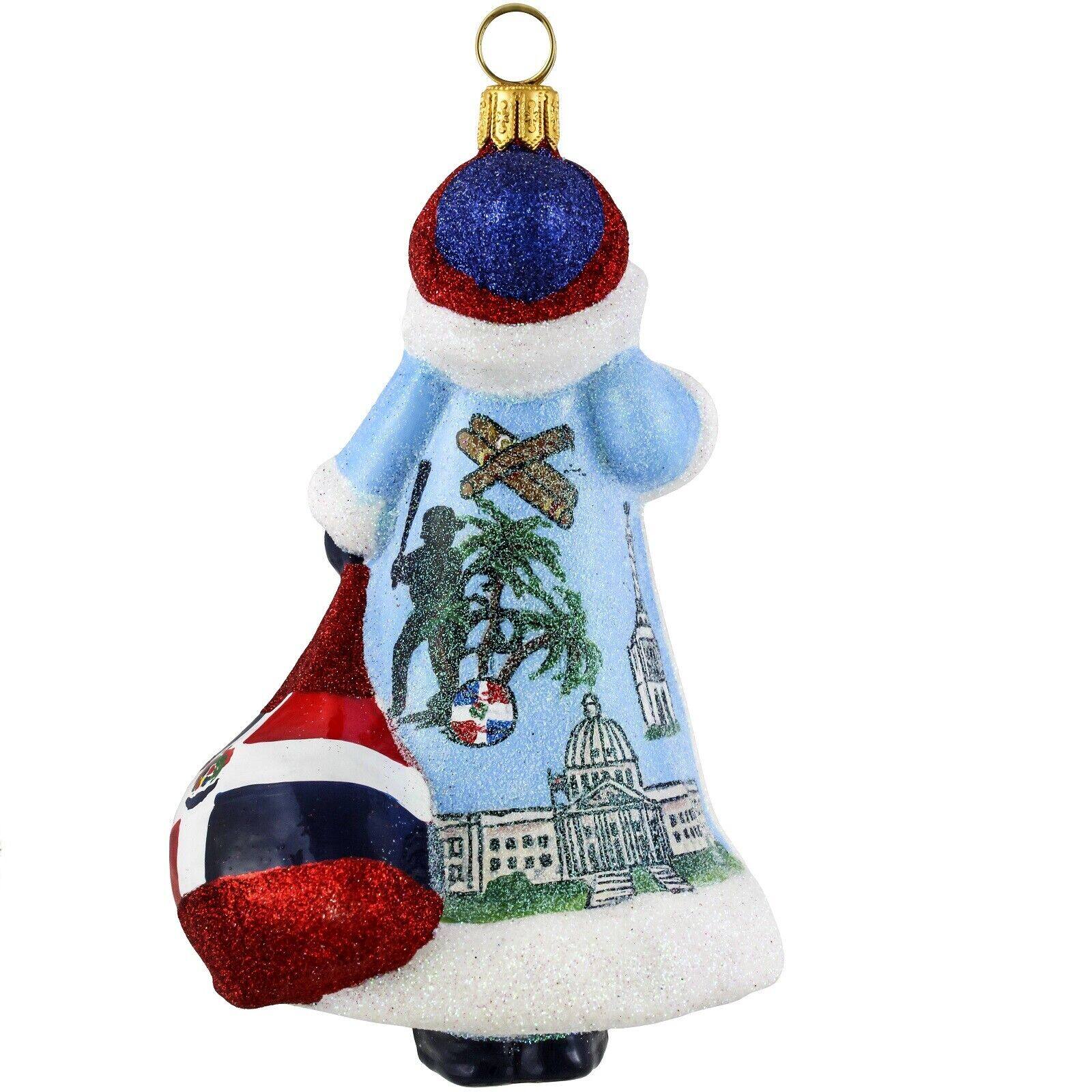 Angle. Joy to the World Collectibles - Joy to the World Glitterazzi Dominican Republic Santa Polish Glass Christmas Ornament - Multicolor.
