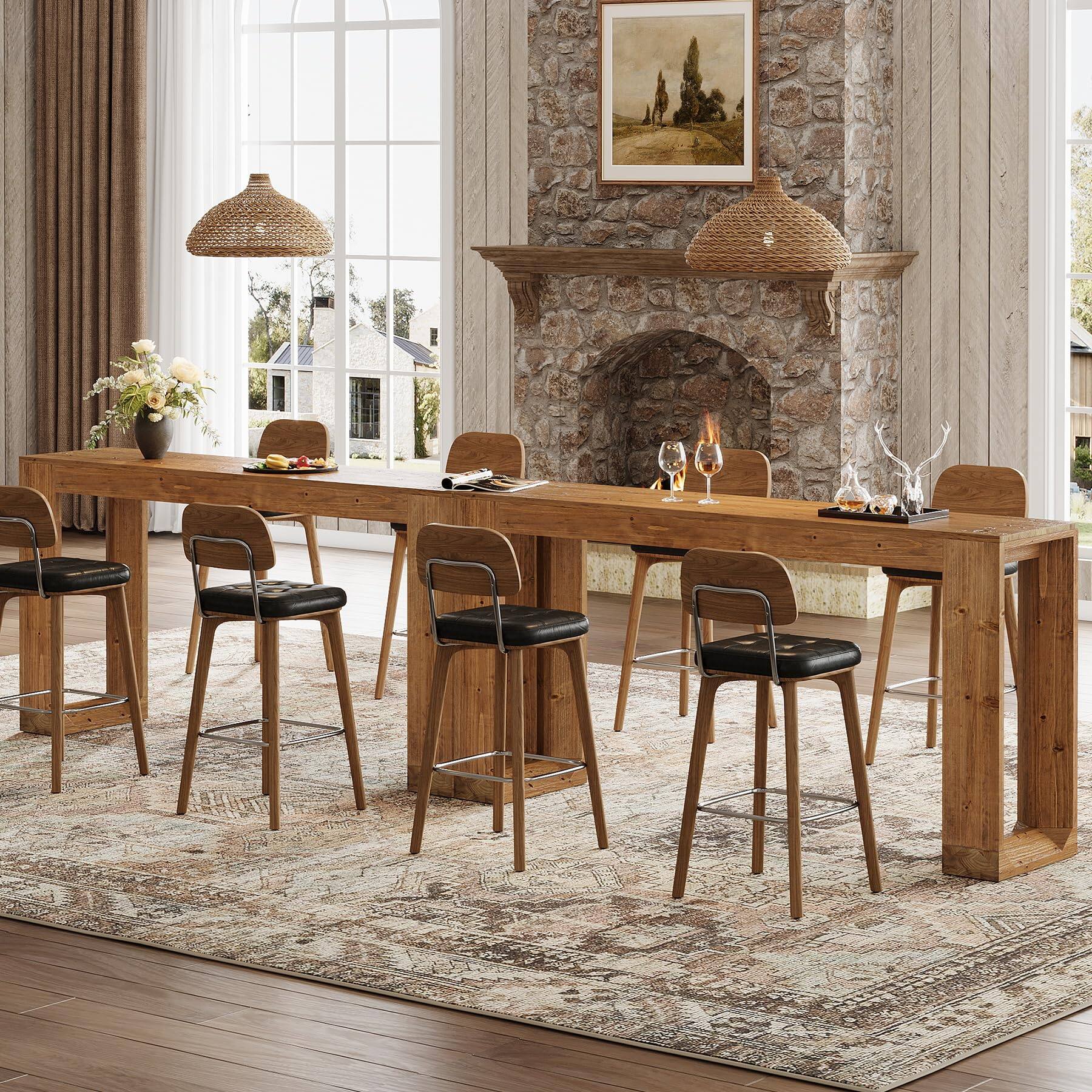 Alt View 5. Tribesigns - Solid Wood Bar Table, 63-Inch Long Counter Height Pub Table - Brown.
