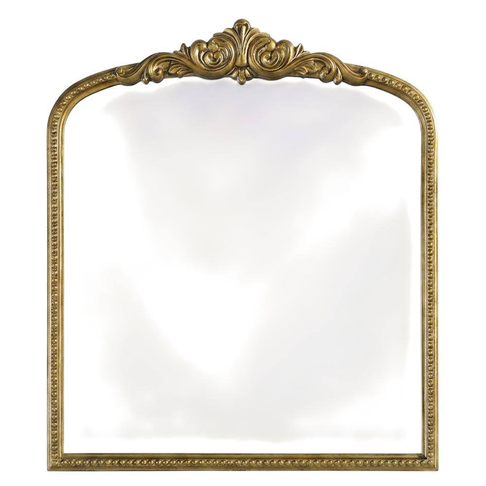 Front. Elegant Decor - Naomi Vintage Resin Mirror 33x36 in Antique Brass - Antique Brass.