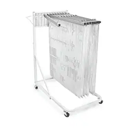 AdirOffice - Steel Portable Hanging File Cart Mobile Blueprint Storage Rack - White