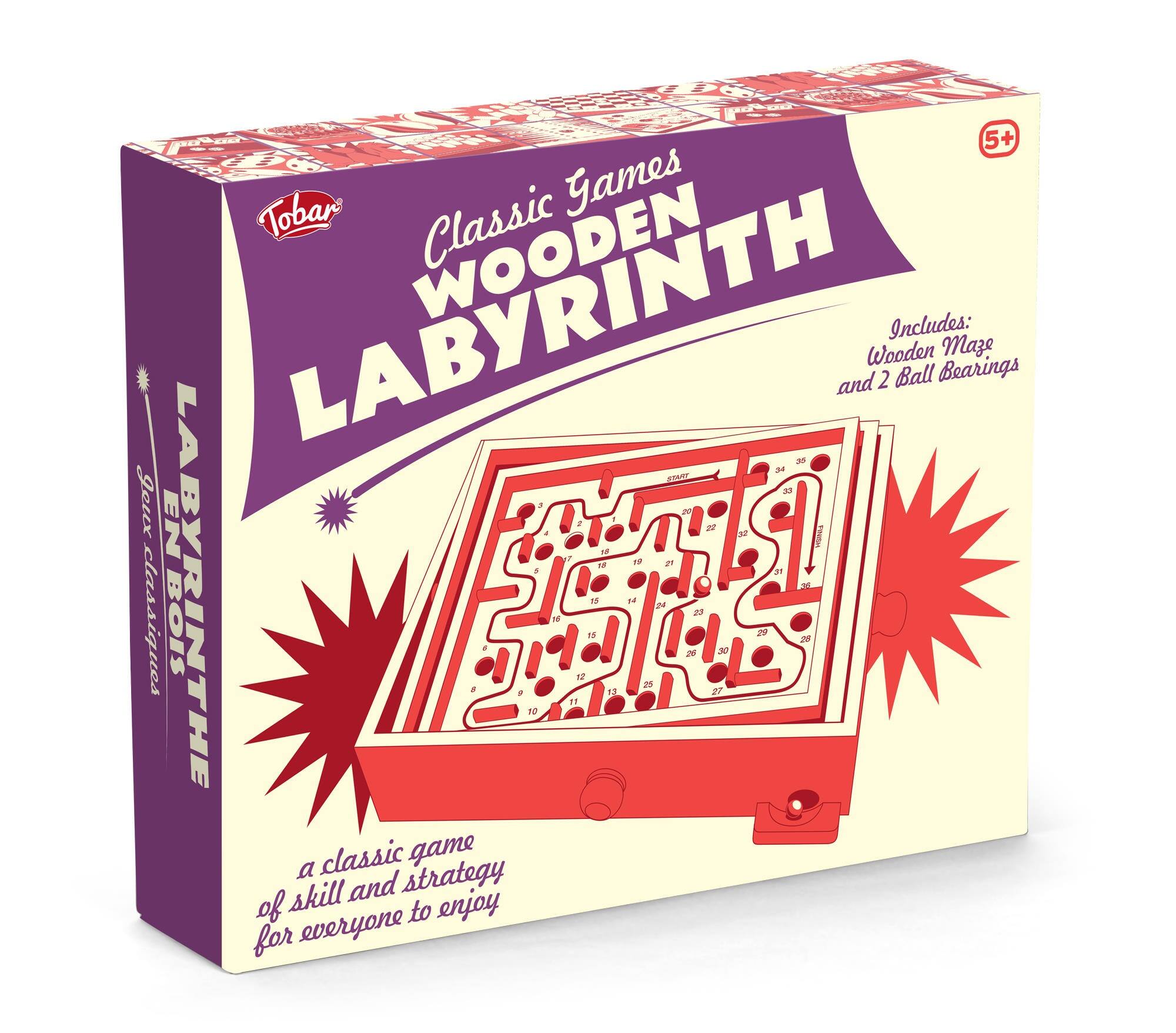 5+ Tobar Games Classic Wooden LABYRINTH and Wooden 2 Includes: Ball Bearings Maze ERT geux EN T 31 classiques BOIS LABYRINTHE 30 classic game a strategy skill and of to enjoy for everyone