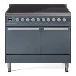 ILVE - Professional Plus II Series 40 in. Induction Range with 6 Induction Elements (Satin Trim) - Blue Grey