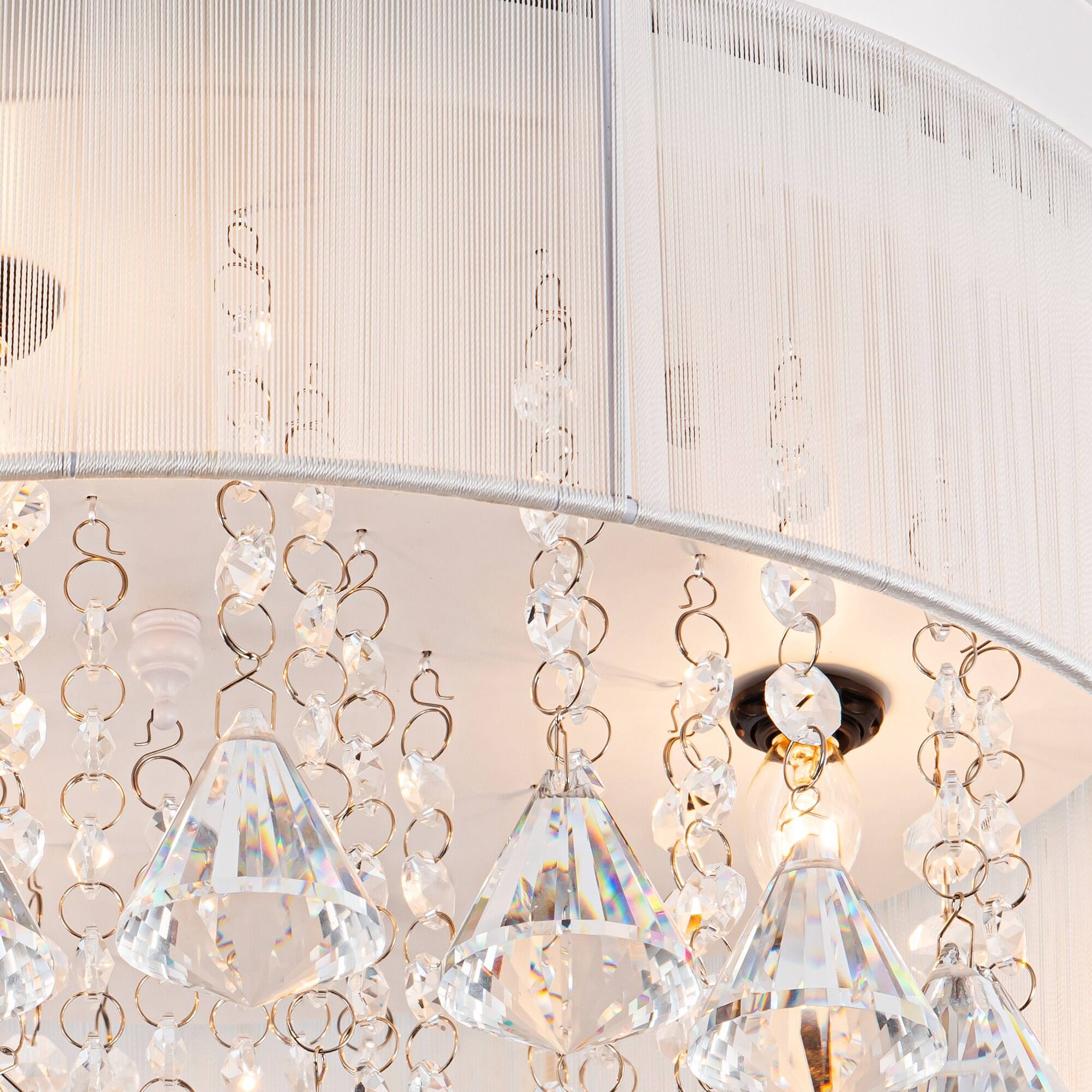 Alt View 6. Parrot Uncle - 36" Modern Retractable 3-Blade Crystal Ceiling Fan Fandelier with Remote - Matte White.