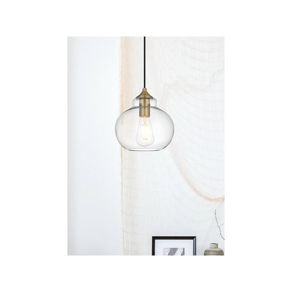 Alt View 6. Living District - Destry 8 Inch Pendant Clear Shade in Satin Gold - Satin Gold And Clear.