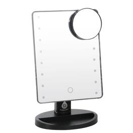 Pursonic - LED Dimmable Touch Vanity Makeup Mirror With Detachable 5X Mirror - Black