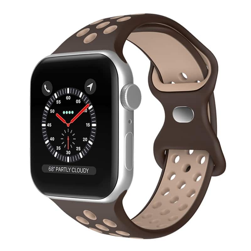 StrapsCo - ColorBlock Active Strap Silicone Rubber Watch Band For Apple Watch - 44mm/45mm/46mm/49mm/Ultra (Short-Medium) - Brown & Beige price history on PriceWatchPro