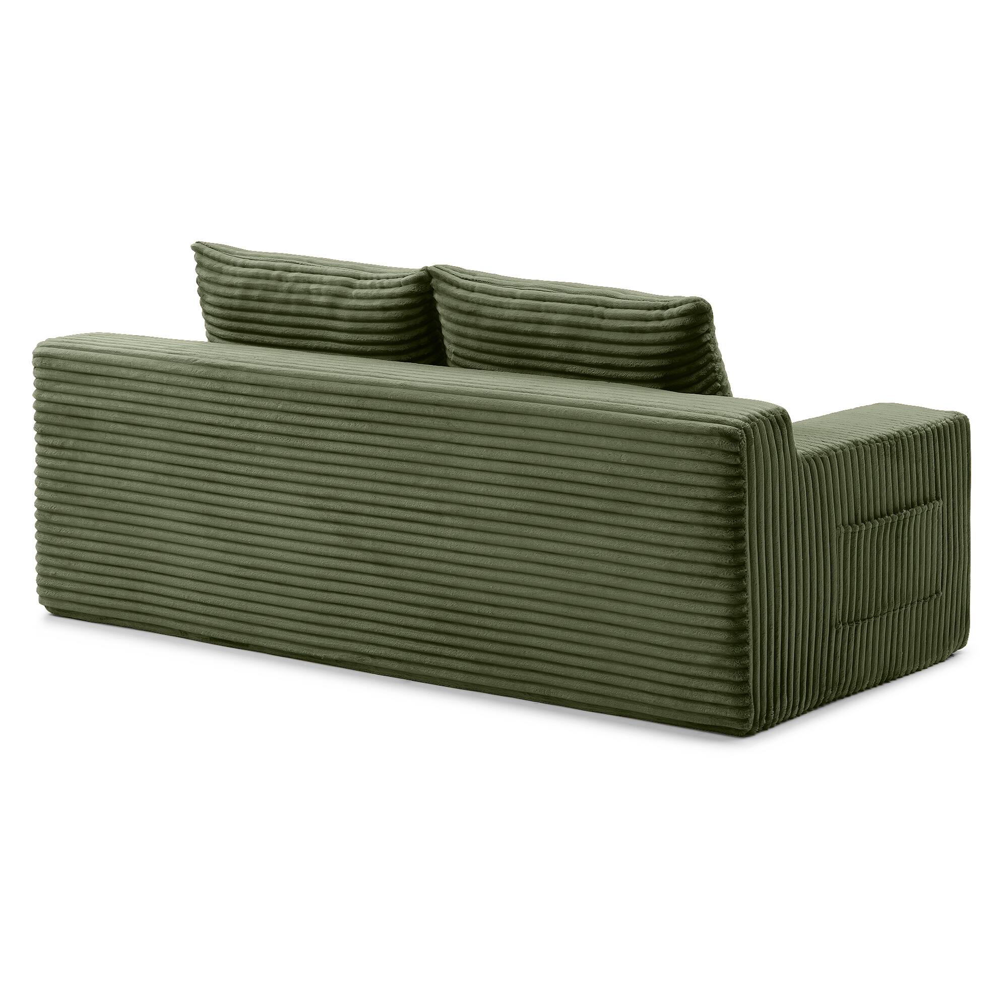 Alt View 5. Trinkets Crazed - Memory Foam Cloud Loveseat Sofa,2 in 1 Convertible Folding Couch Bed,No Assembly Compressed Corduroy Floor Lounge Sofa - Green.