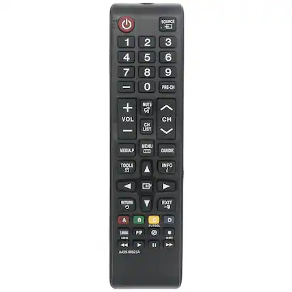 SOURCE 1 2 3 4 5 6 7 8 9 0 PRE-CH + VOL - MUTE CH LIST CH MEDIA.P MENU GUIDE TOOLS INFO RETURN EXIT A B C FUTBOL D E-NANAL PIP AA59-0082SA