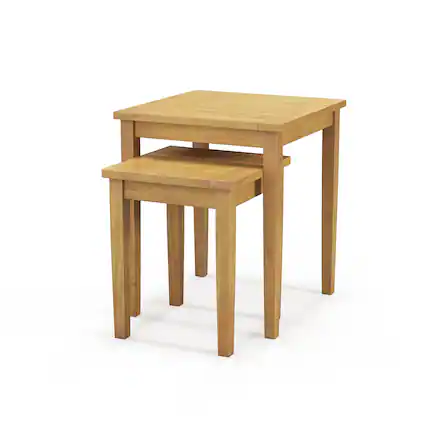 Front. Gymax - Gymax 2 PCS Patio Nesting Table Teak Wood Outdoor Space Saving Design Square End Table - Natural.