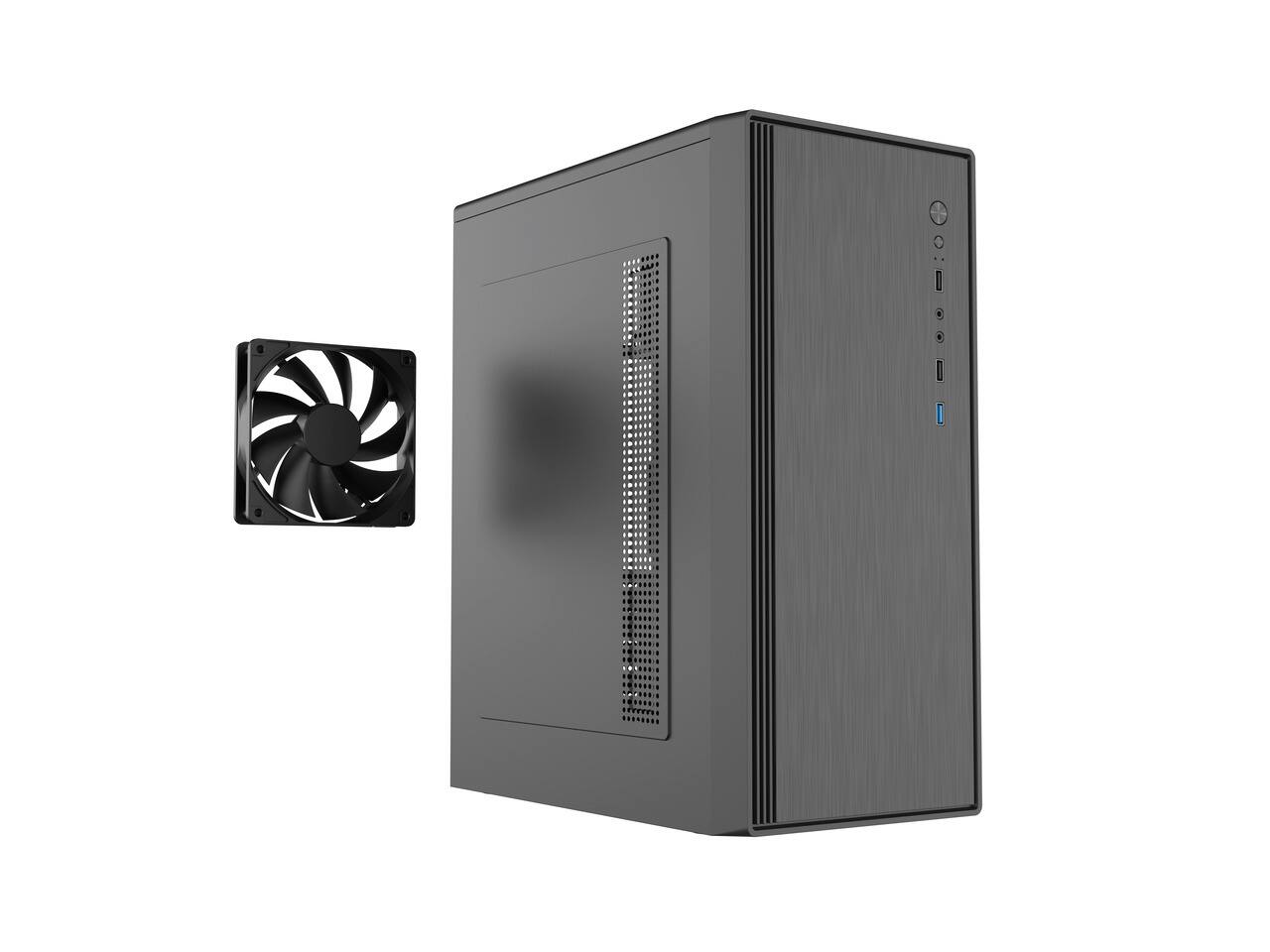 Alt View 7. DIYPC - DIYPC DIY-V3-ATX Black USB3.0 ATX Mid Tower Computer Case w/ 1 x 120mm Fan x Rear (Pre-Installed) - Black.