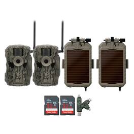Stealth Cam - (Two) Fusion MAX Dual Sim 36MP Trail Camera with Solar Power Panel Battery Camera Holder