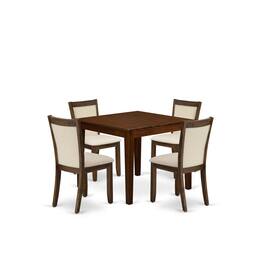 East West Furniture - 5 Pc Dining Set Consist of a Square Dining Table and 4 Parson Chairs - Gray