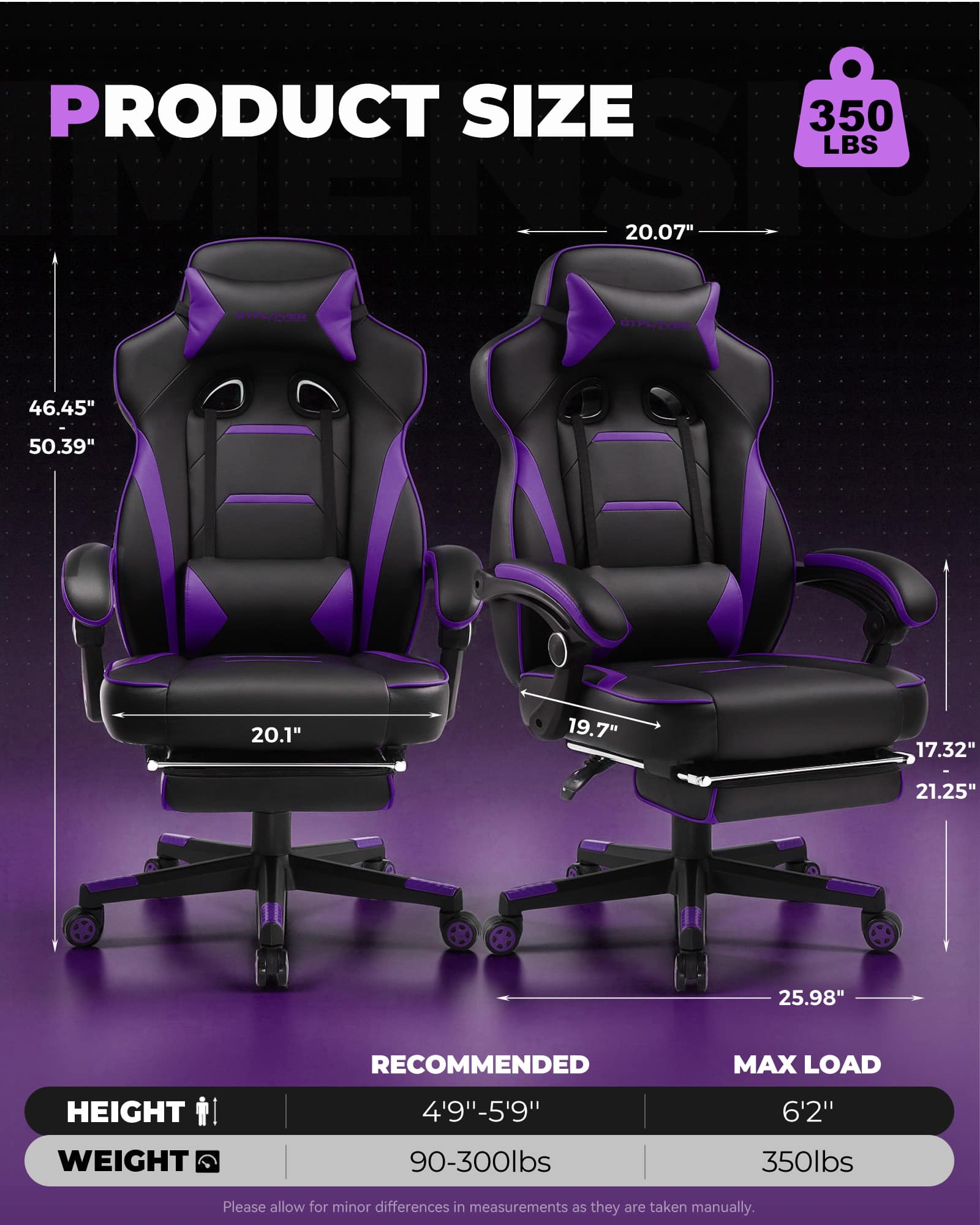 GTPlayer Gaming Chair with Footrest Big and Tall Racing Style