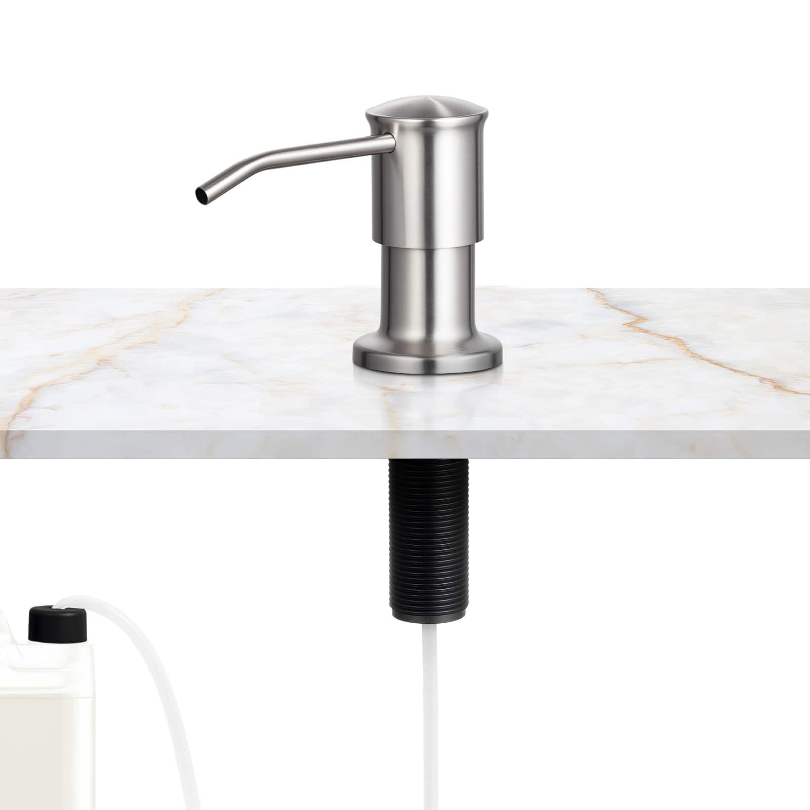 VEVOR - Soap Dispenser for Kitchen Sink, Stainless Steel Built in Sink Soap Dispenser with 47" Extension Tube Kit - Silver