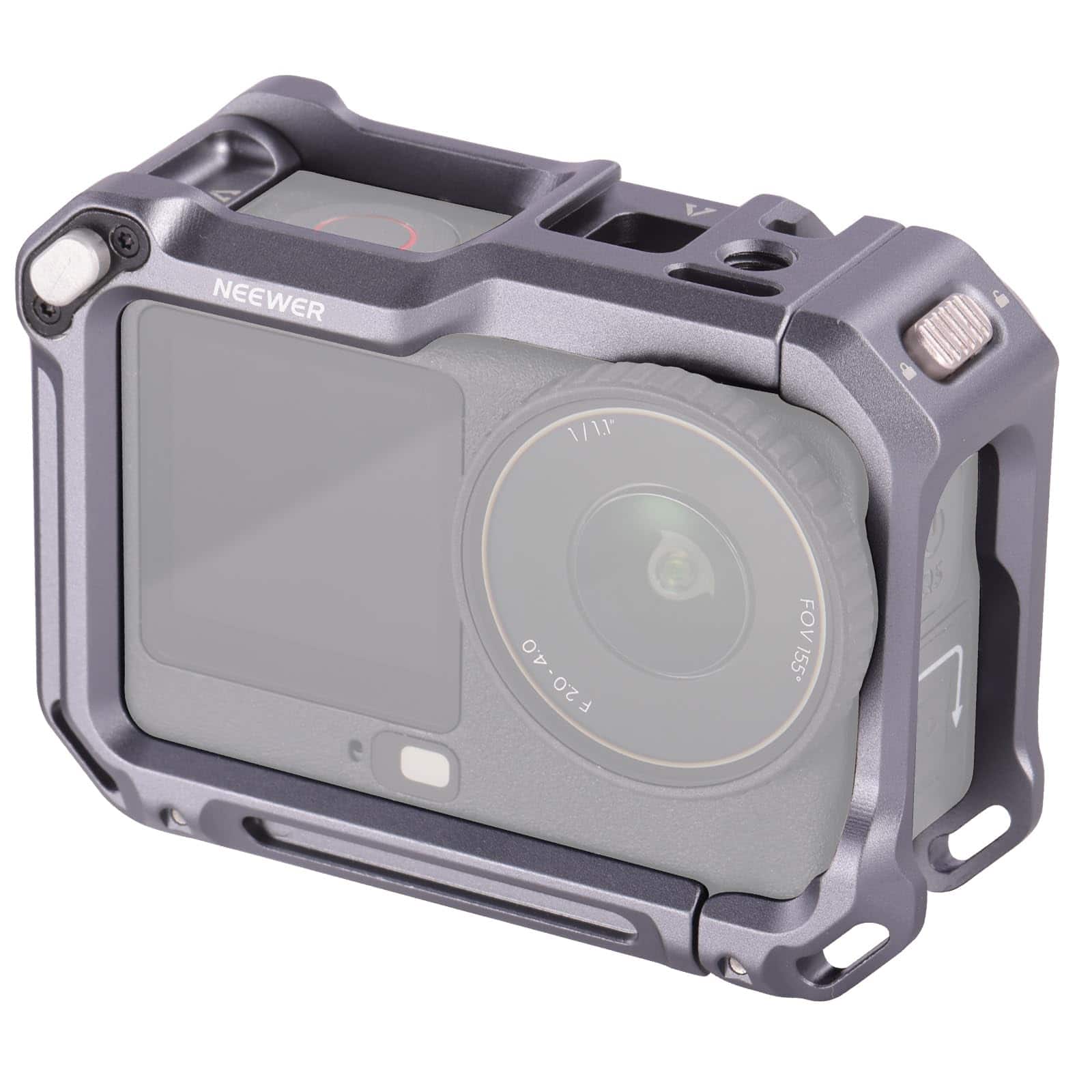 Neewer - Aluminum Quick Release Cage for DJI Osmo Action 6, 1/4" & Cold Shoe, AC049 - Silver