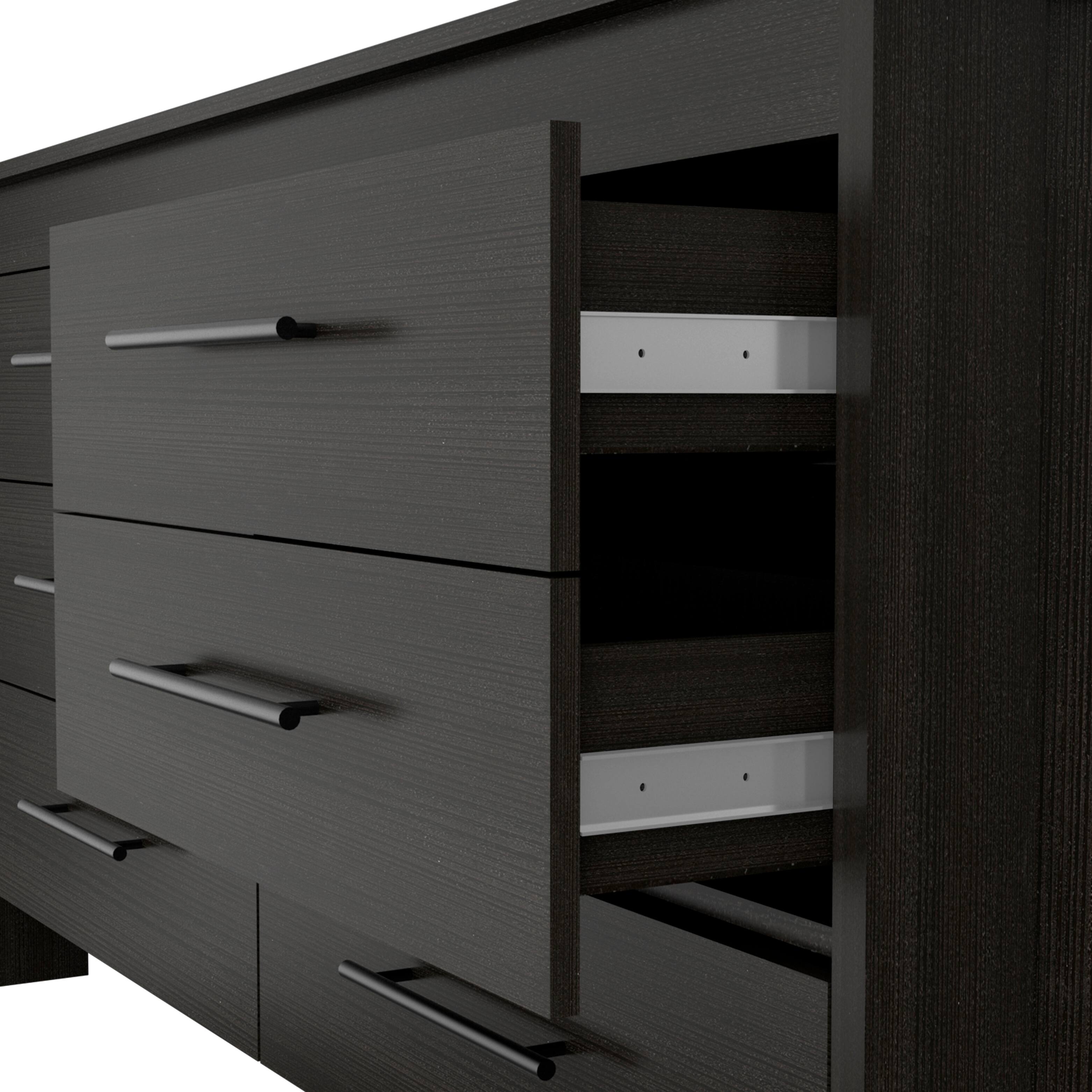 Alt View 4. TuHome - Hms 6 Drawer Double Dresser, Four Legs, Superior Top - Black.