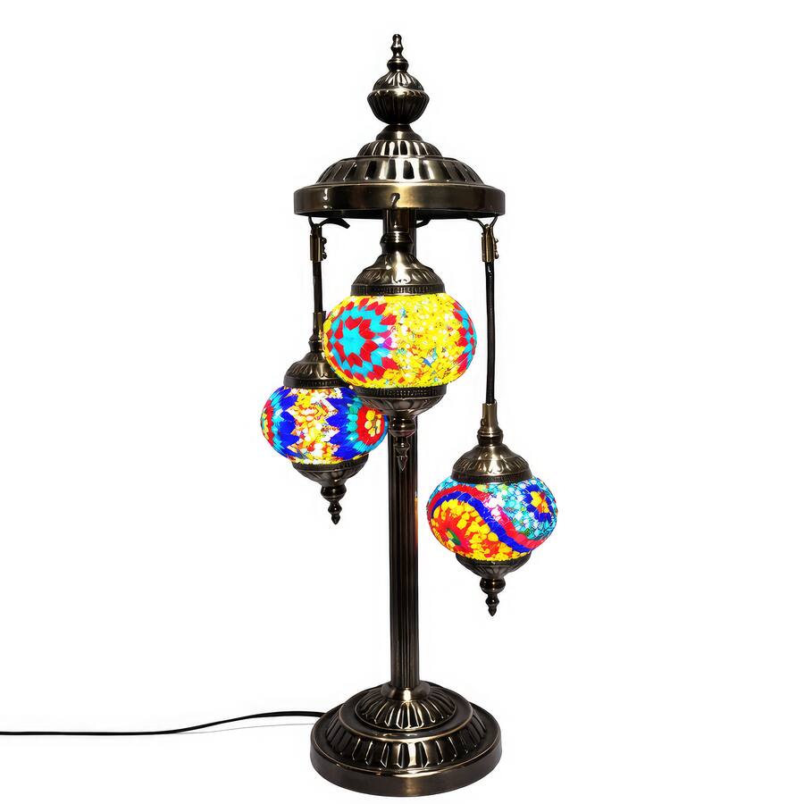 FC Design 29"H Bronze Stand Mosaic Triple Globe Turkish Lamp - Best Buy