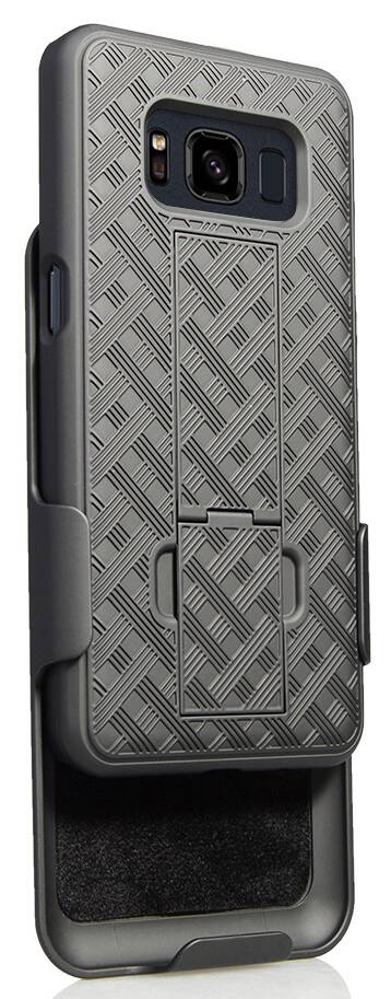 Alt View 6. Nakedcellphone - Combo for Samsung Galaxy S8 Active - Case with Stand and Belt Clip Holster - Black.