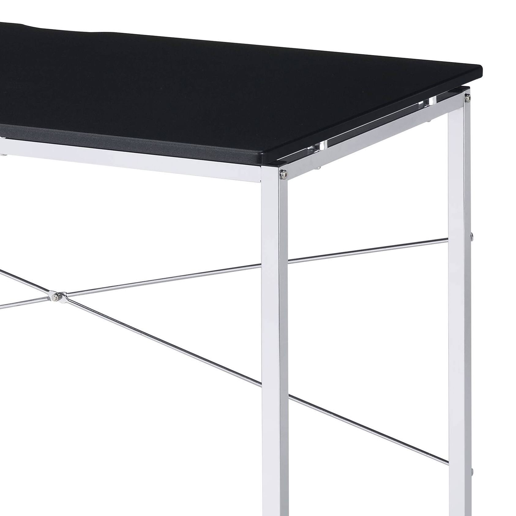 Left. TinyHomie - Tennos Black and Chrome Finish Writing Desk - Black.
