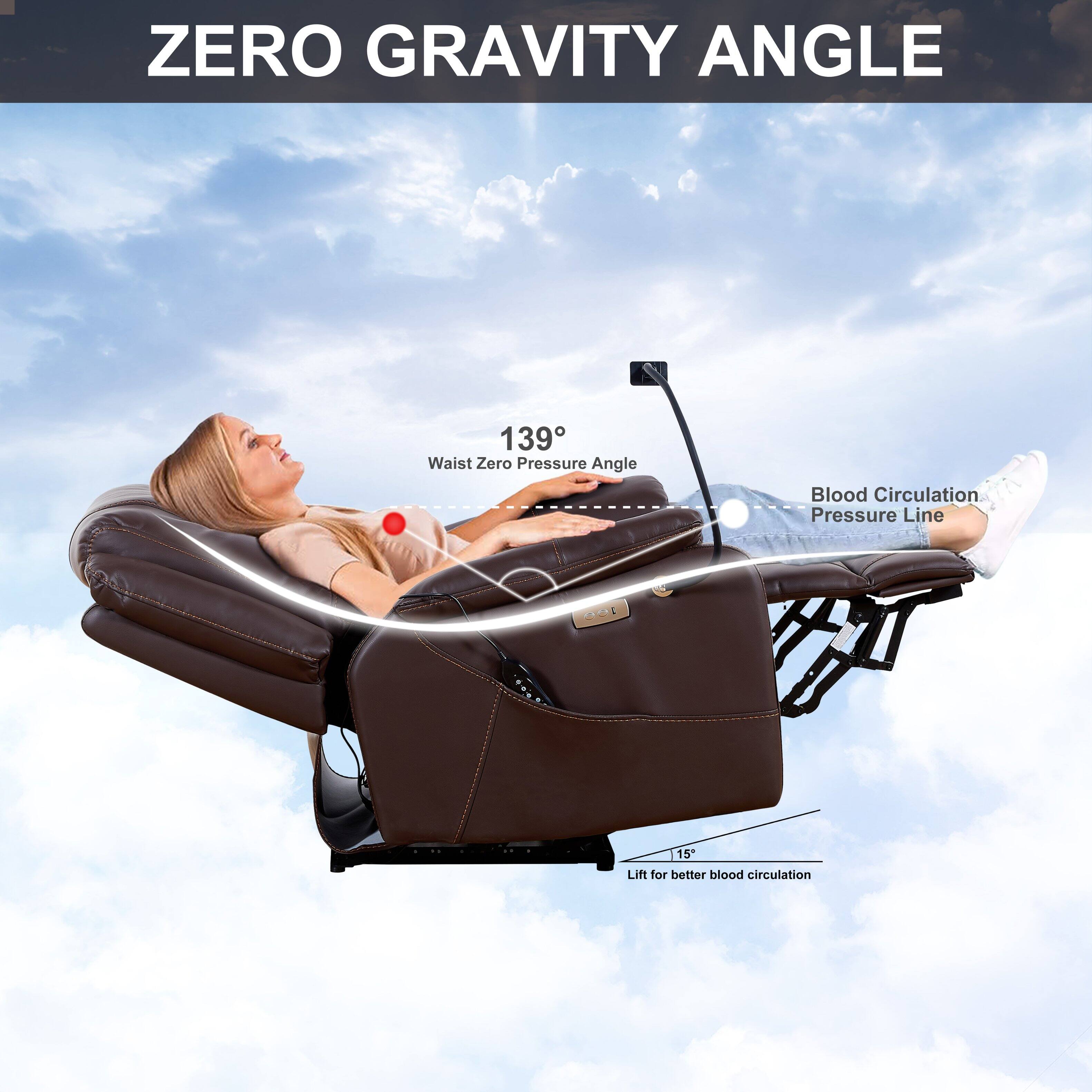 ZERO GRAVITY ANGLE

139° Waist Zero Pressure Angle

Blood Circulation Pressure Line

15° Lift for better blood circulation