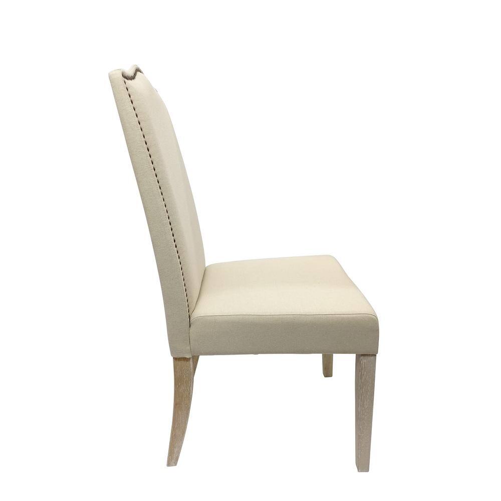 Alt View 2. Carolina Chair & Table - Romero Parson Chair - Natural Driftwood - Linen Upholstery - Brown.
