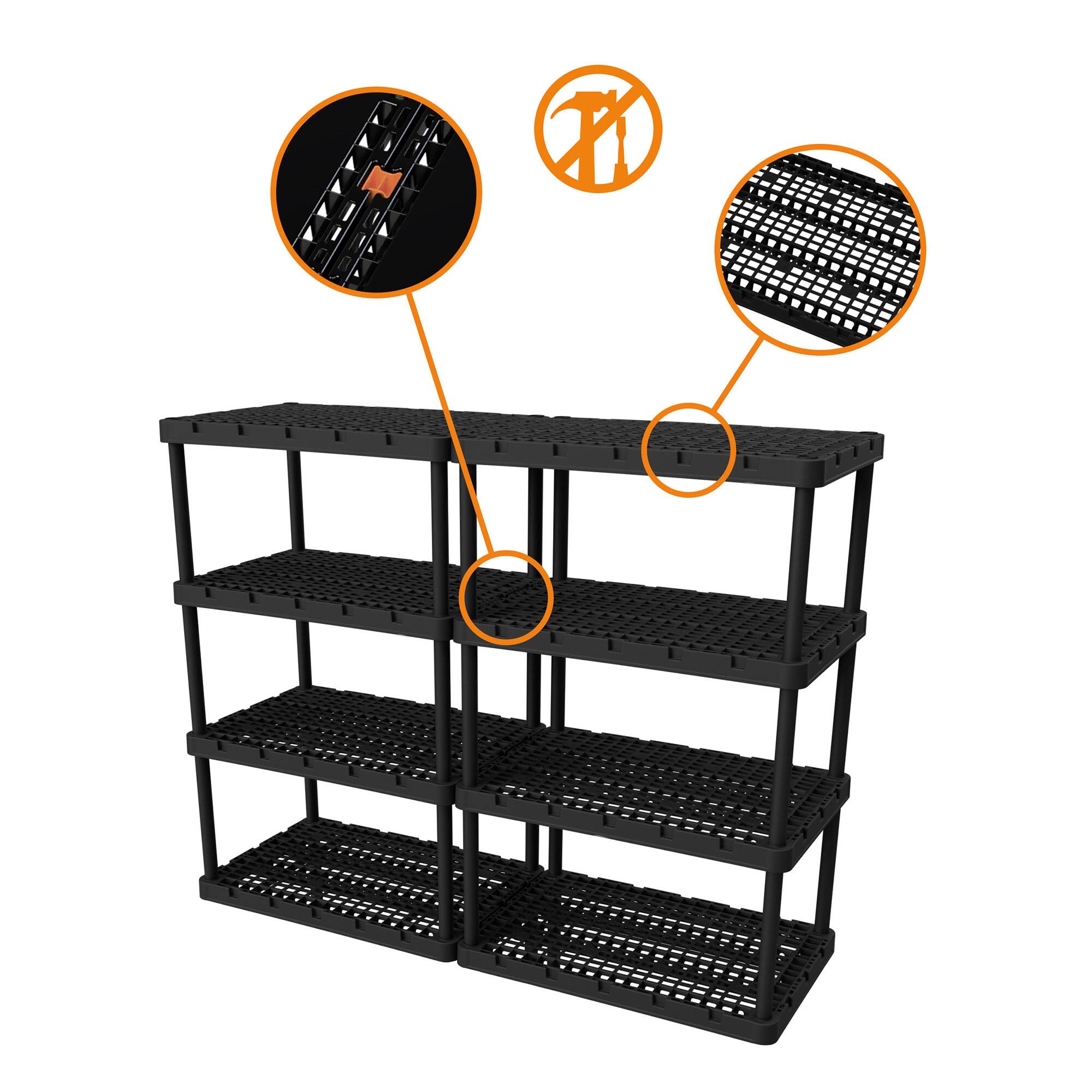 Alt View 5. Gracious Living - Gracious Living XL 4 Shelf Knect A Shelf Ventilated Storage, Black, 3 Pack - Black.