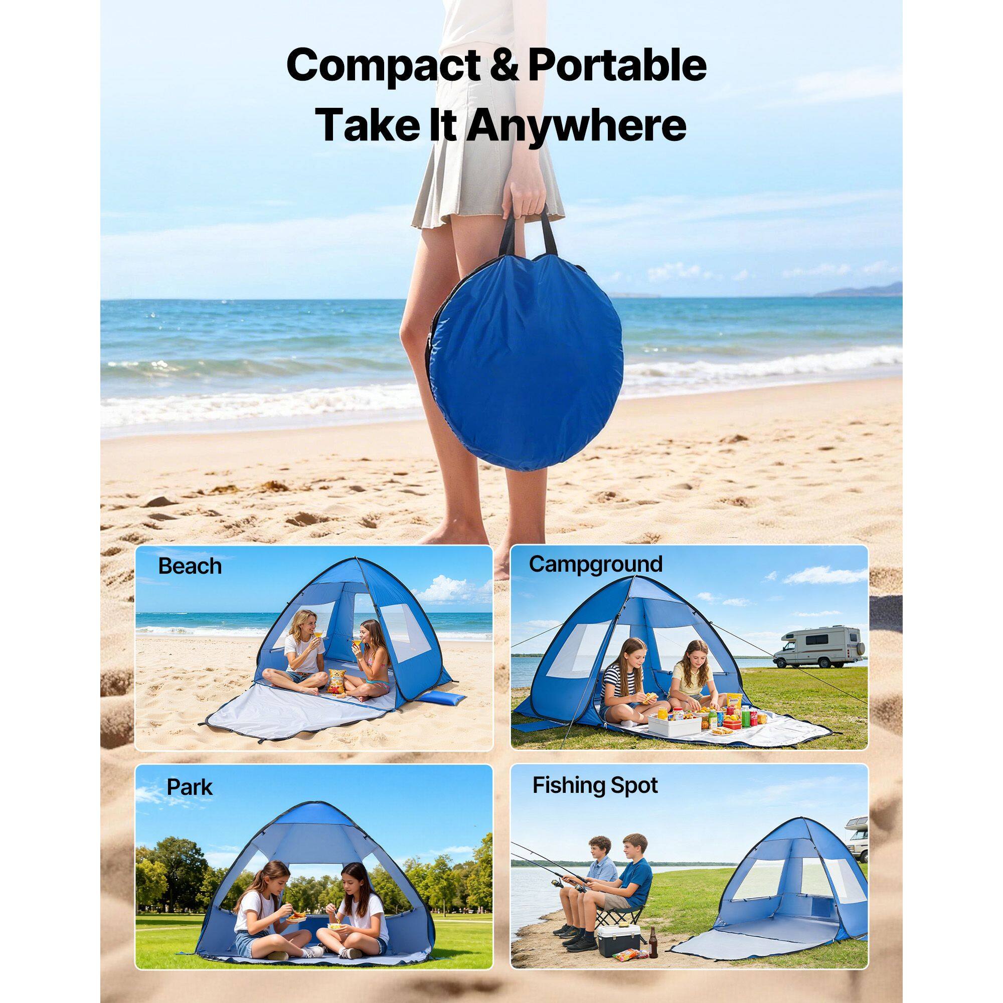 Compact & Portable  
Take It Anywhere  

Beach  
Campground  
Park  
Fishing Spot