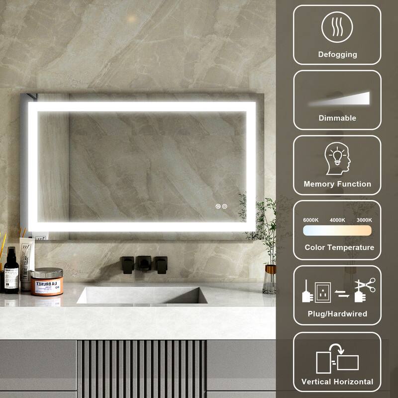Defogging Dimmable Memory Function  
Color Temperature: 6000K, 4000K, 3000K  
Plug/Hardwired  
Vertical Horizontal