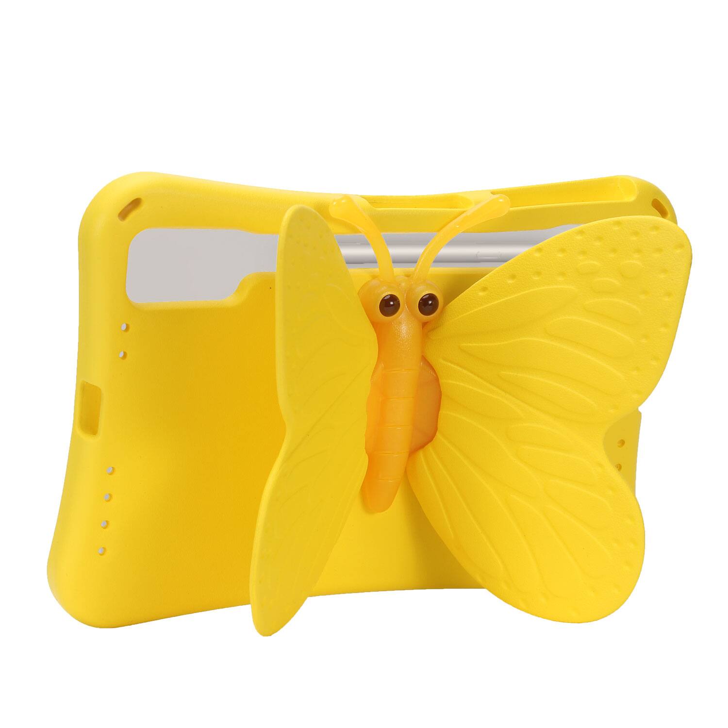 Alt View 2. Dteck - Kids Butterfly Case for Samsung Galaxy Tab S9 FE+ 2023 & Tab S9+ & Tab S8+ & S7 FE,3D Cartoon EVA Shockproof Stand Cover - Yellow.