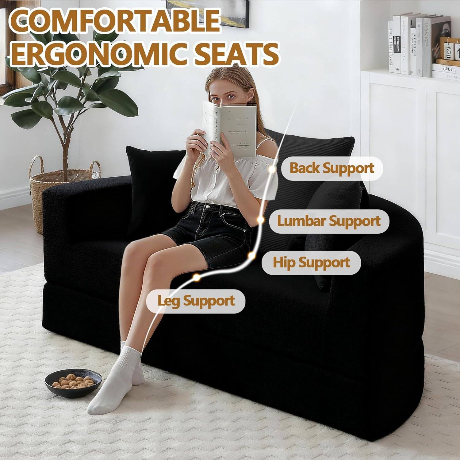 COMFORTABLE ERGONOMIC SEATS

- Back Support
- Lumbar Support
- Hip Support
- Leg Support