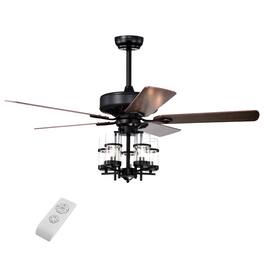 Costway - 50'' Ceiling Fan with Light Classic Ceiling Fan Lamp w/Noiseless Reversible Motor - Black