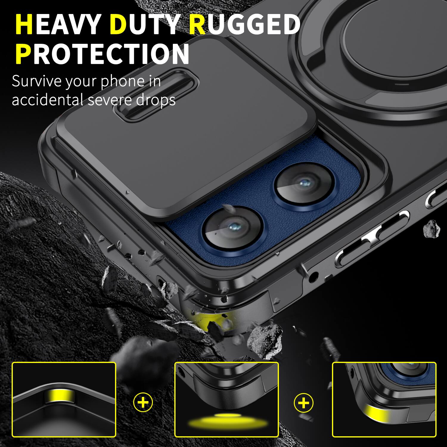 HEAVY DUTY RUGGED PROTECTION  
Survive your phone in accidental severe drops
