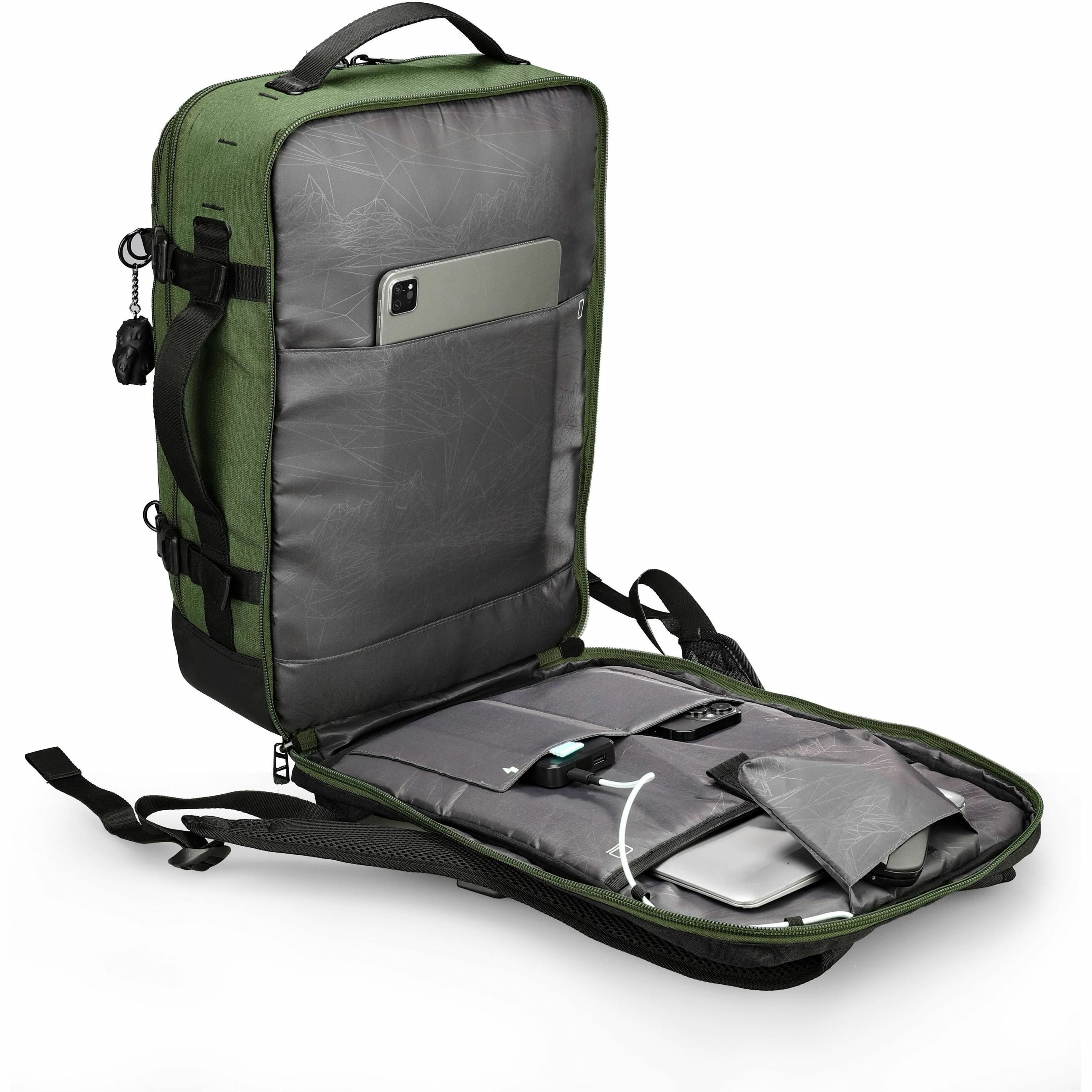Alt View 18. Swissdigital Design - BERG PRO TSA-Friendly Backpack With USB Charging Port RFID Protection and Fits Up to 17″ Laptop - Dark Green.