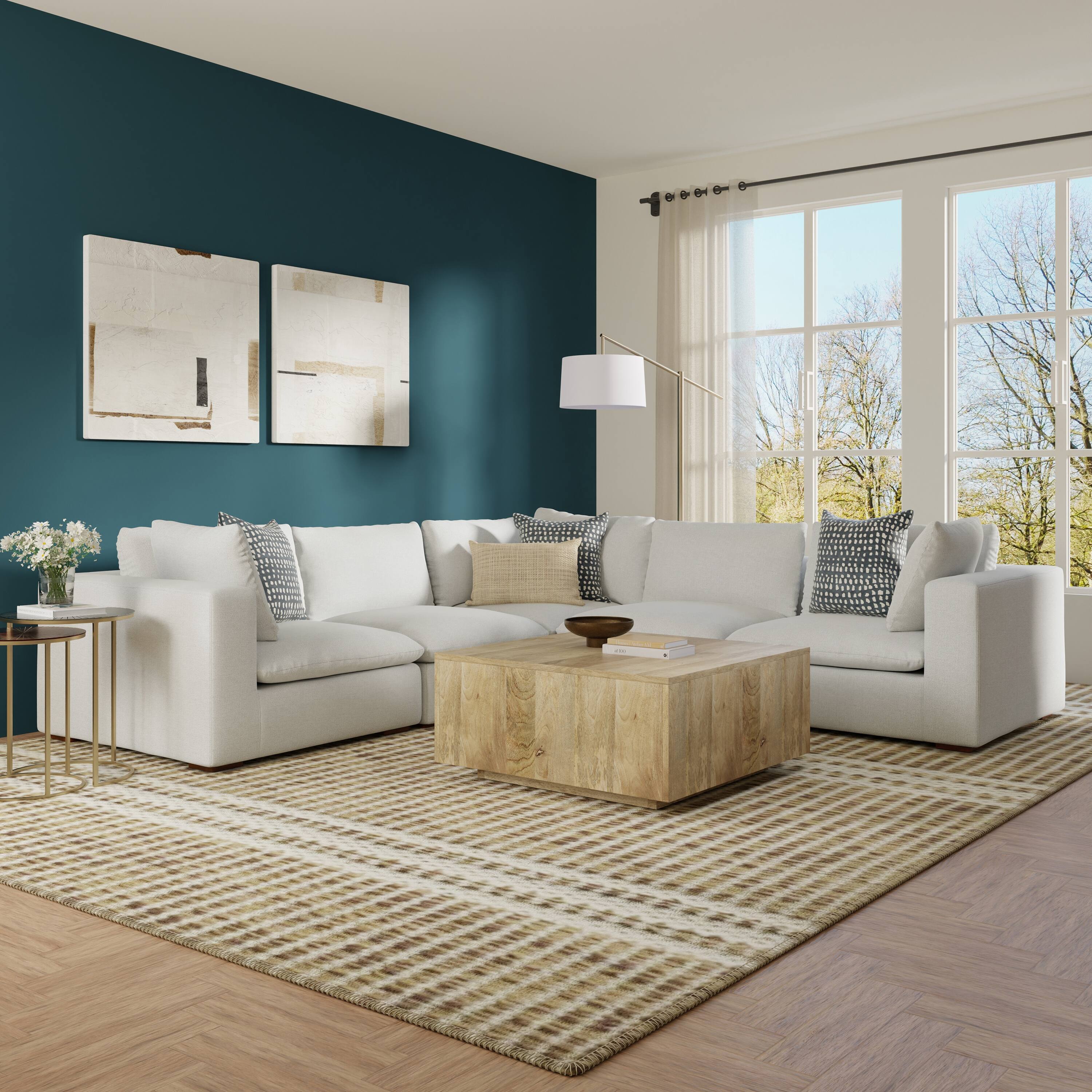 Angle. Simpli Home - Jasmine Corner Sectional Modular Sofa in Performance Fabric - Cloud Grey.