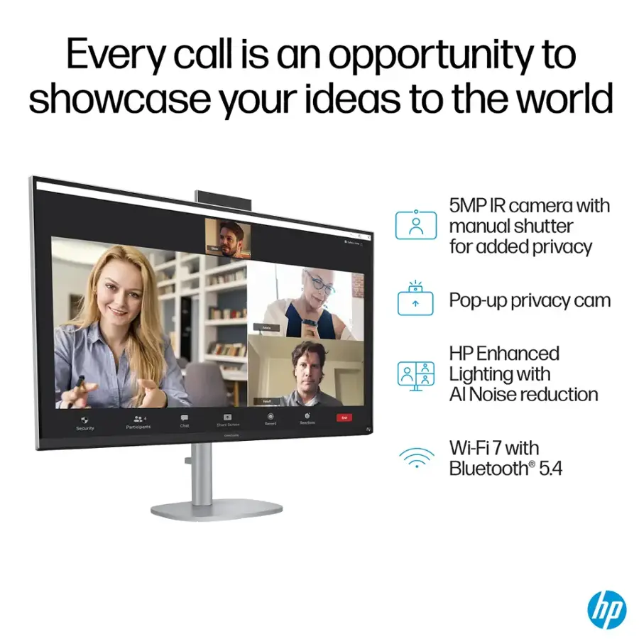 Every call is an opportunity to showcase your ideas to the world. With a 5MP IR camera and manual shutter for added privacy, you can ensure that your video calls are secure. The pop-up privacy cam ensures that you can quickly and easily protect your privacy when needed. Additionally, the HP Enhanced Lighting with AI Noise reduction technology helps to improve the quality of your video calls, making it easier for others to see and hear you clearly. The Wi-Fi 7 with Bluetooth 5.4 ensures that you have a fast and reliable connection for your video calls.
