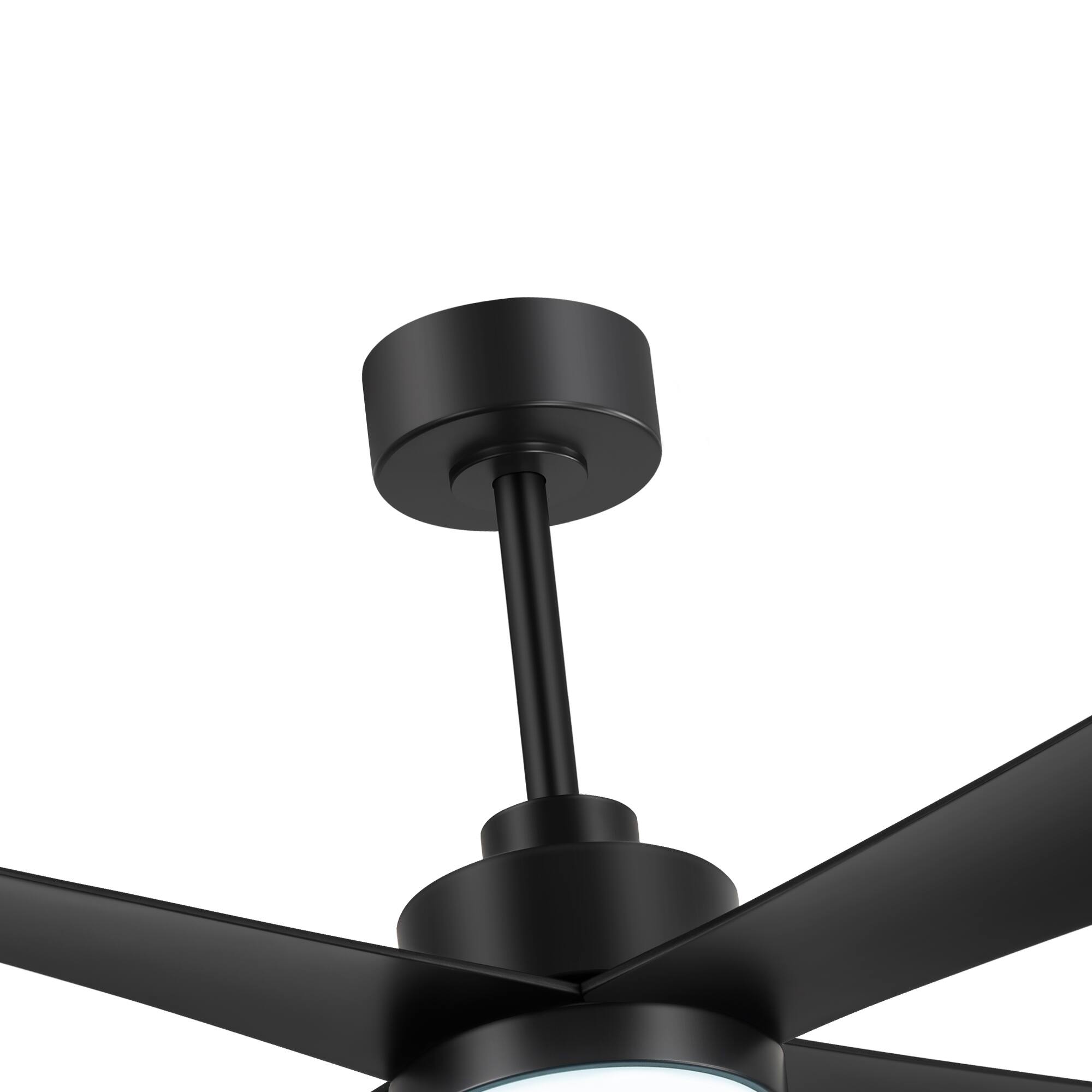 Alt View 5. Breezary - Breezary 52-Inch Ceiling Fan with 4 ABS Blades, 3-Color Light, 6-Speed DC Motor, Remote Control, 5'' & 10'' Downrods - Matte Black.