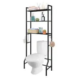 Oumilen - Over-the-Toilet 3-Tier Bathroom Storage Shelf, Black - Black