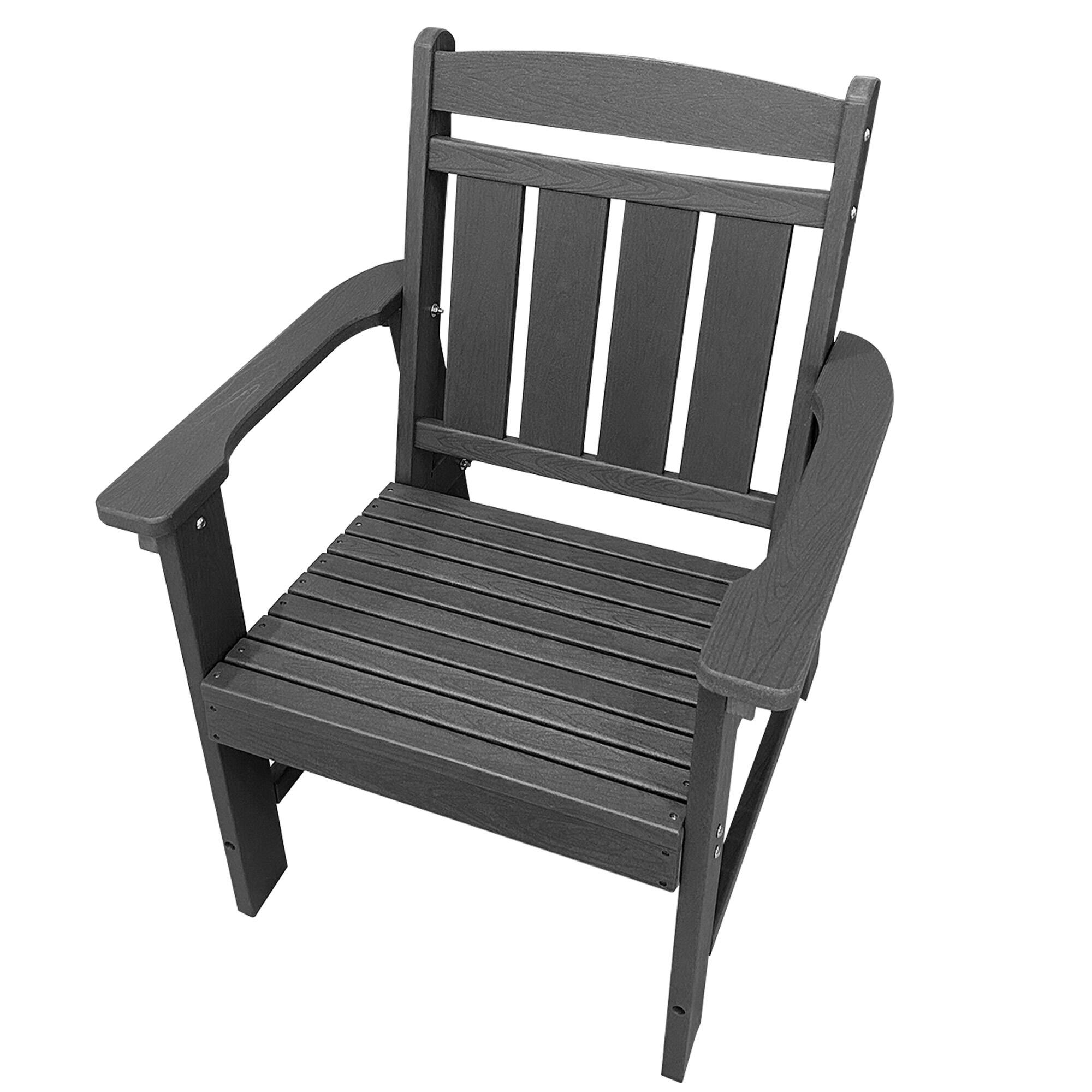 Alt View 5. Fortune Candy - Modern HDPE Patio Dining Set, 5-Piece Poly Lumber Table & Chairs with Umbrella Hole, Weather-Resistant for Yard & Lawn - Gray.